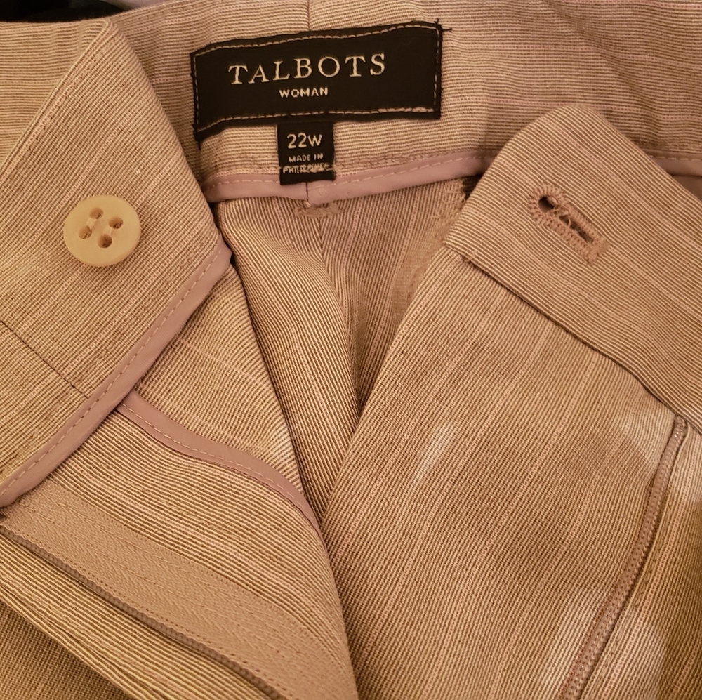 Talbots tan striped dress pants in 22W